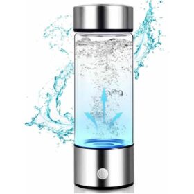 Générateur d’Eau Hydrogénée Portable – Bouteille 420 ml en Verre Borosilicate, USB, Électrolyse Rapide