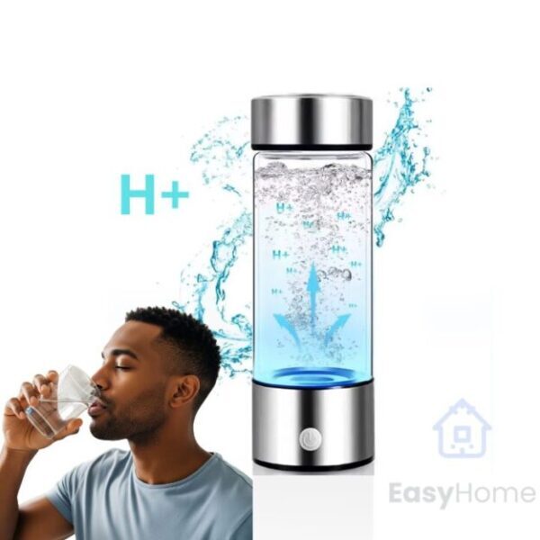 Générateur d’Eau Hydrogénée Portable – Bouteille 420 ml en Verre Borosilicate, USB, Électrolyse Rapide
