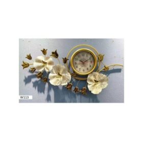 Horloge Murale W113 – Design Élégant Doré – 102x50 cm – Élément Décoratif Contemporain