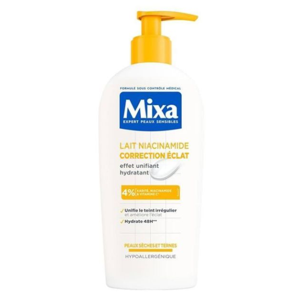 Lait Niacinamide Correction Éclat – Hydratation 48h & Teint Unifié pour Peaux Sèches et Ternes Lait Niacinamide Correction Éclat – Hydratation 48h & Teint Unifié pour Peaux Sèches et Ternes