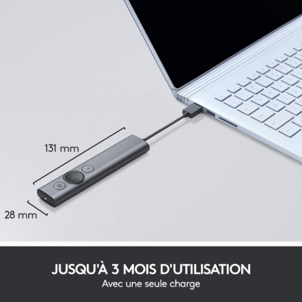 Logitech Spotlight Presenter – Télécommande de Présentation Sans Fil, Laser Numérique, Portée 30m, USB-C & Bluetooth Logitech Spotlight Presenter – Télécommande de Présentation Sans Fil, Laser Numérique, Portée 30m, USB-C & Bluetooth