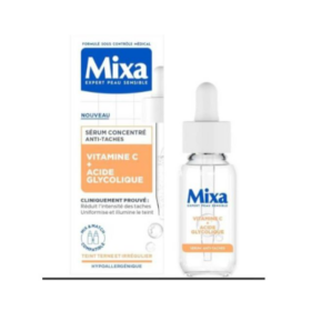 Mixa Sérum Concentré Anti-Taches à la Vitamine C et à l’Acide Glycolique – Éclat & Correction des Taches – Peaux Sensibles – 30ml