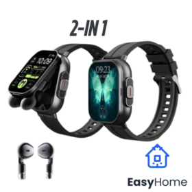 Montre Connectée 2-en-1 avec Écouteurs Bluetooth Intégrés – Écran HD 2.01", Suivi Santé & Sports, Étanche IP67