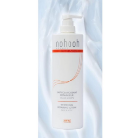 Nohooh Lait Éclaircissant Réparateur Visage et Corps – Hydratant, Unifiant et Nourrissant – Texture Riche – 500 ml