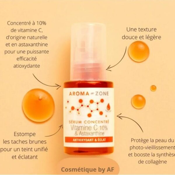 Sérum Concentré Vitamine C 10% & Astaxanthine – Soin Éclat et Anti-Âge par Aroma-Zone