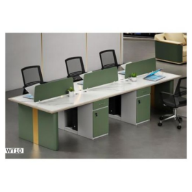 Station de Travail 6 Postes WT10 – Bureau Ergonomique Moderne Vert & Blanc – 360x200x105 cm