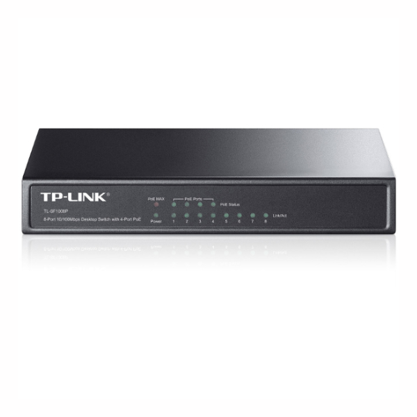 Switch TP-Link TL-SF1008P – 8 Ports Fast Ethernet 10/100 Mbps, Dont 4 Ports PoE, Boîtier Métal, Plug & Play