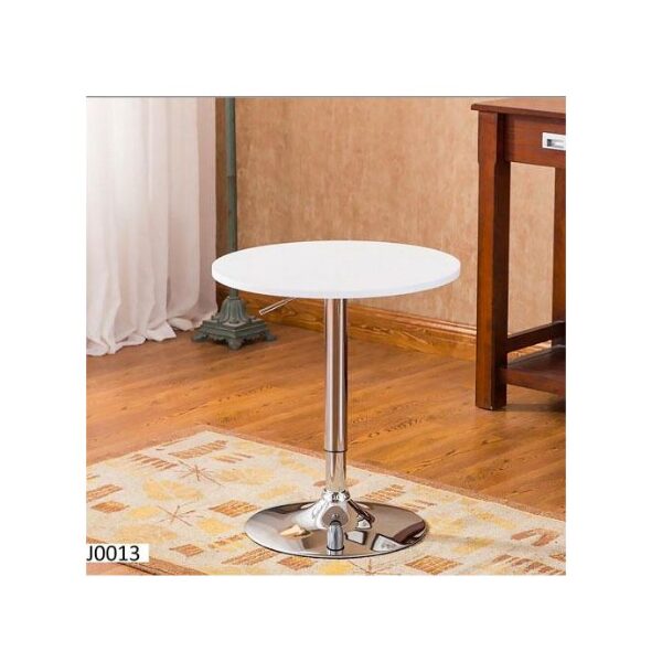 Table Basse Ronde Élégante J0013 – Plateau Effet Marbre Blanc & Structure Métal Argenté – Design Chic et Contemporain