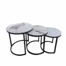 Lot de 3 Tables Basses Gigognes 002 - Design Contemporain - Blanc