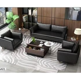 Ensemble Salon 5 Places 0S-1 - Tissu Marron - Confort Moderne