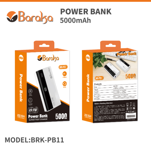 Power Bank Portable Baraka BRK-PB11 Blanc (5000MAH) Power Bank Portable Baraka BRK-PB11 Blanc (5000MAH)