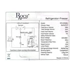 Réfrigérateur combiné congélation bas ROCH RFR-295DB-L  295L - 3T – Image 5