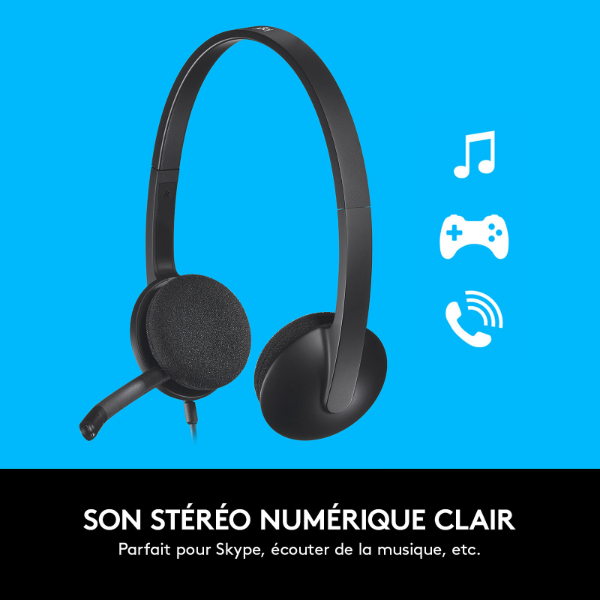 Logitech USB Headset H340 – Casque USB Confortable avec Micro Anti-Bruit pour PC et Télétravail Logitech USB Headset H340 – Casque USB Confortable avec Micro Anti-Bruit pour PC et Télétravail