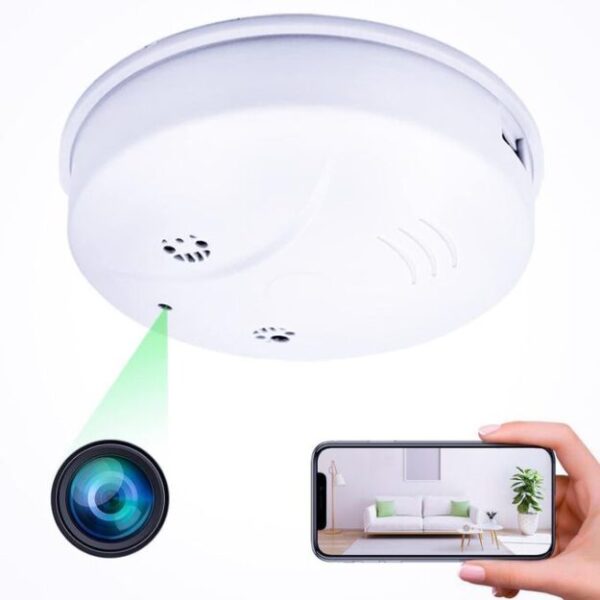 Détecteur de Fumée avec Caméra Cachée ultra discret sans fil 1080P – 2 en 1 – Surveillance à Distance avec détection de mouvement et vision nocturne