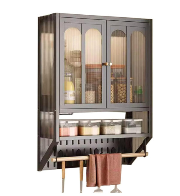 Armoire Murale d’Angle Multifonction – Casier à Double Portes, Rangement Peu Encombrant, Cuisine / Salle de Bain / Salon
