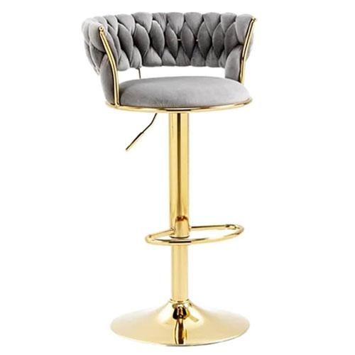 Chaise de Bar et Restaurant 8004 - Velours Gris et Pieds Métal - 95 cm Chaise de Bar et Restaurant 8004 - Velours Gris et Pieds Métal - 95 cm