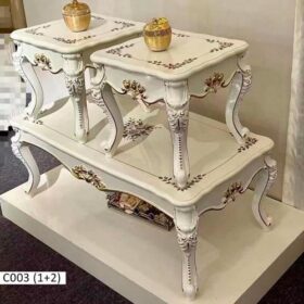 Ensemble 3 tables basses C003 – Beige – Design moderne – 120x60/40x40 cm – Fonctionnel & élégant