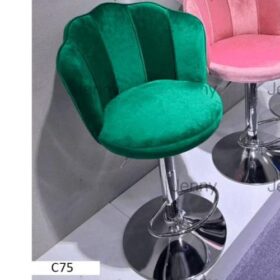 Chaises de Bar C75 en Velours Vert : Confort Ergonomique et Base Stable