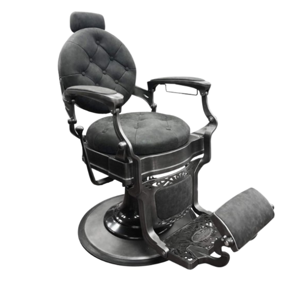 CHAISE DE BARBIER RS-BC8799QH – Fauteuil professionnel gris, confort mémoire de forme et structure inox