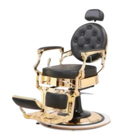 CHAISE COIFFEUR HZ8799FT / BPU90 – Fauteuil professionnel luxe, structure dorée, confort réglable