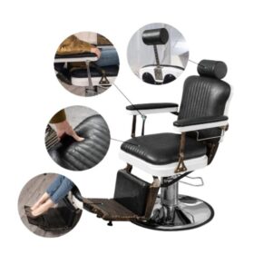 Chaise Coiffeur RS-BC8754 Noir – Fauteuil professionnel moderne, réglable et ultra confortable