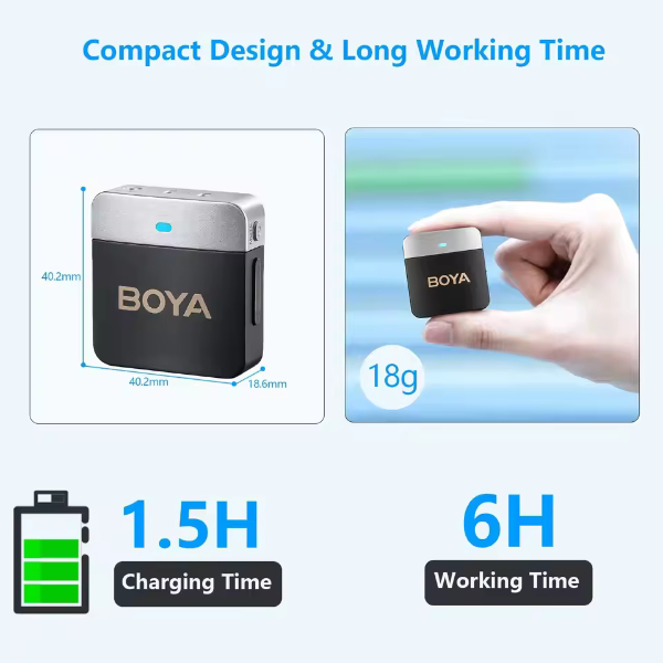 BOYA BY‑M1V6 – Micro-cravate sans fil omnidirectionnel pour 2 personnes
