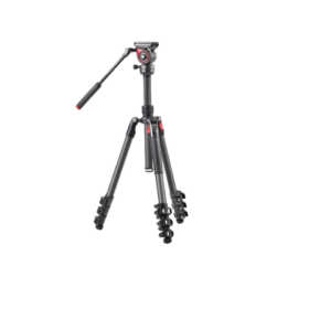 Trépied Caméra- MUFA-BK – Trépied Caméra Professionnel avec Tête Fluide Q5S, Aluminium & Fibre de Carbone, Hauteur Réglable