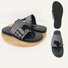 Chaussure Homme Cuir & Daim Noir/Blanc – Pagne Tissé, Pointures 42 & 44