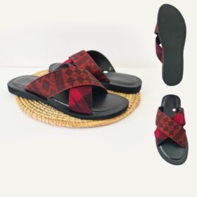 Chaussure Homme Cuir Daim & Pagne Tissé – Rouge, Pointures 42 à 45, Élégance Artisanale et Confort Moderne