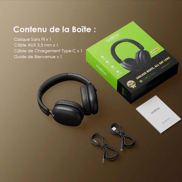 Casque Bluetooth Oraimo BoomPop Lite – Autonomie 65h
