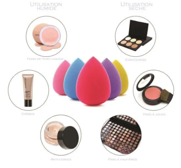 Éponges de maquillage – Pack de 24 (Pour fond de teint fluide, crème ou poudre)