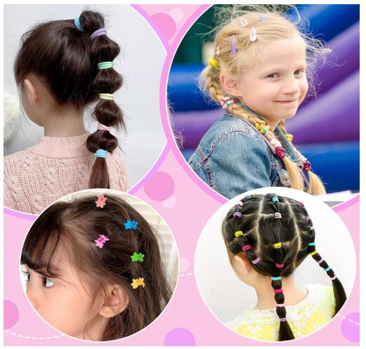Accessoires cheveux pour bébés filles – Pack de 780 pièces colorées : élastiques, chouchous, pinces et barrettes