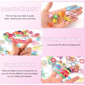 Accessoires cheveux pour bébés filles – Pack de 780 pièces colorées : élastiques, chouchous, pinces et barrettes – Image 4