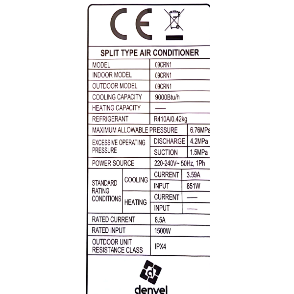 Split DENVEL MSAF-09CRN1- 9000BTU Split DENVEL MSAF-09CRN1- 9000BTU