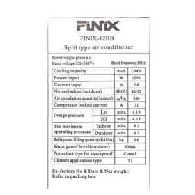 SPLIT FINIX 12BB -12000BTU – Image 6