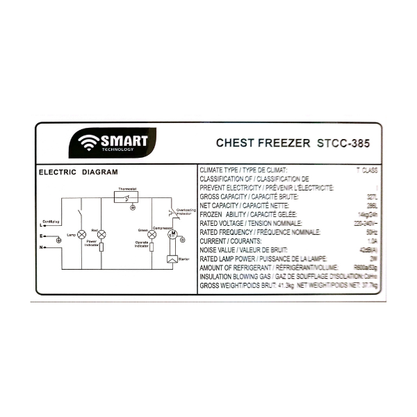 Congélateur horizontal SMART TECHNOLOGY-STCC385- 286L Congélateur horizontal SMART TECHNOLOGY-STCC385- 286L