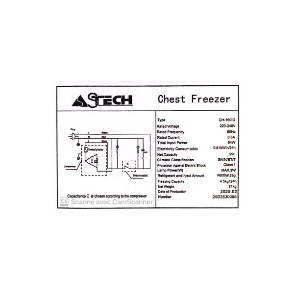 Congélateur horizontal ASTECH-CH160IG - 160L