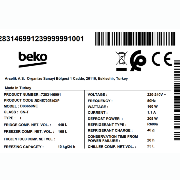 Réfrigérateur Beko RDNE700E40XP - 605 L - NoFrost Réfrigérateur Beko RDNE700E40XP - 605 L - NoFrost