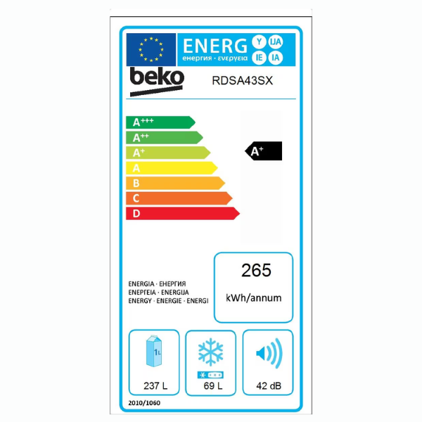 Réfrigérateur Beko RDSA43SX - 306 L