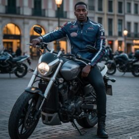 Blouson Aviateur Homme “Road King” – Cuir PU Style Moto Pilote – Bleu – Tailles M à 3XL – Image 6