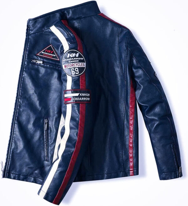 Blouson Aviateur Homme “Road King” – Cuir PU Style Moto Pilote – Bleu – Tailles M à 3XL Blouson Aviateur Homme “Road King” – Cuir PU Style Moto Pilote – Bleu – Tailles M à 3XL