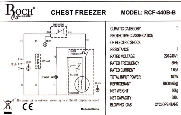 Congélateur horizontal Roch RCF-440-B - 440L Congélateur horizontal Roch RCF-440-B - 440L