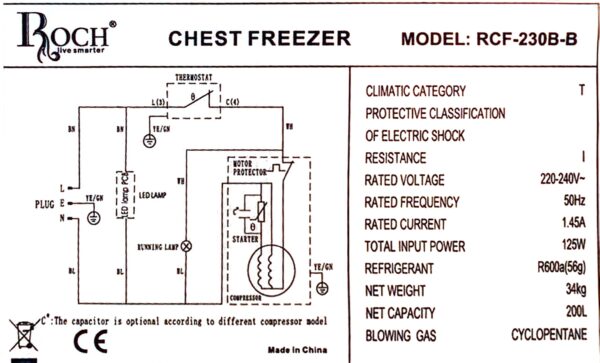 Congélateur horizontal Roch RCF-230-B - 200L Congélateur horizontal Roch RCF-230-B - 200L