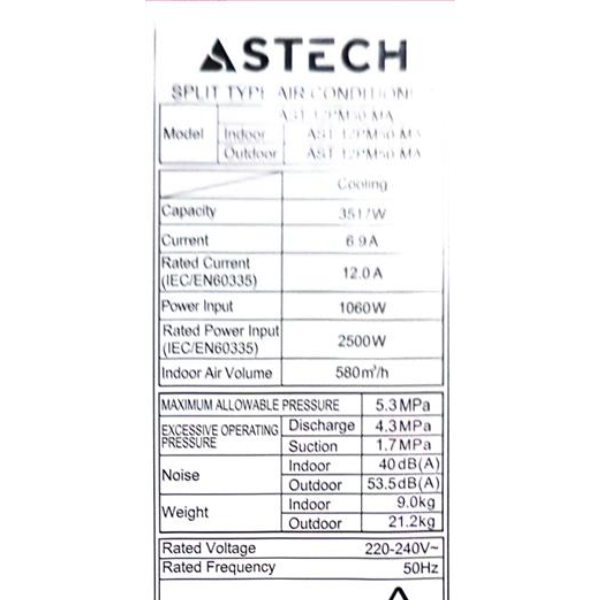 Split Platinium Astech AST-12PM50MA 12000BTU Split Platinium Astech AST-12PM50MA 12000BTU