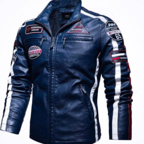Blouson Aviateur Homme “Road King” – Cuir PU Style Moto Pilote – Bleu – Tailles M à 3XL Blouson Aviateur Homme “Road King” – Cuir PU Style Moto Pilote – Bleu – Tailles M à 3XL