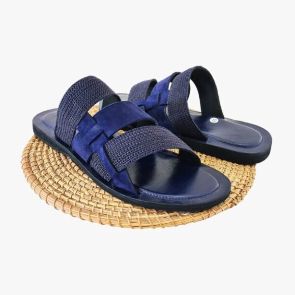 Sandale homme bleu – Cuir daim et fil, pointure 43