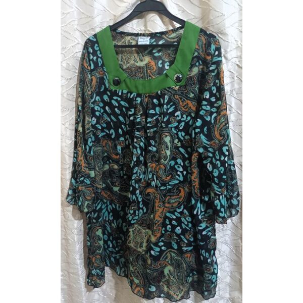 Tunique Femme Grande Taille – Imprimé Floral Total – Manches Longues – Taille M