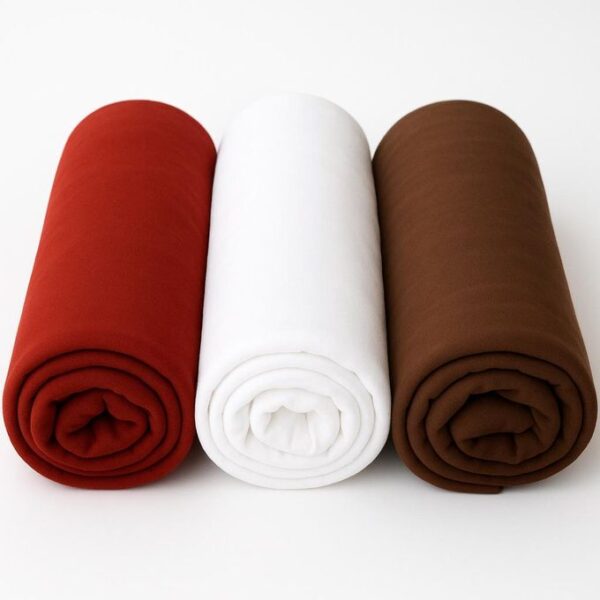Lot de 3 Voiles Jersey – Rouge Brique, Blanc Pur & Marron Chocolat – Tissu Souple & Respirant