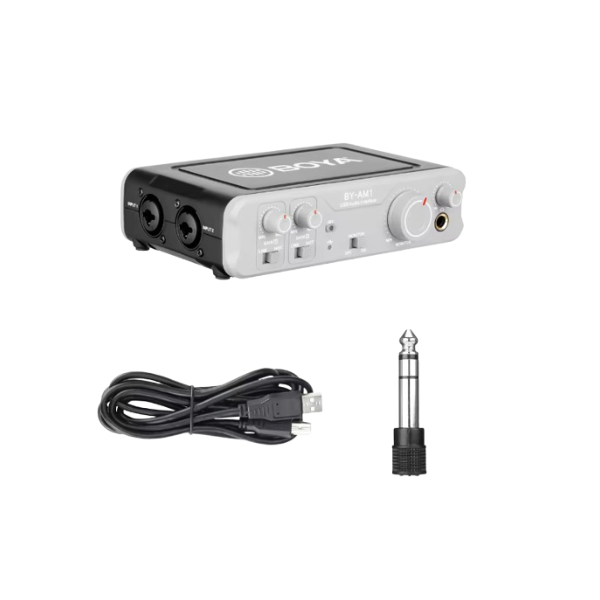 BOYA BY-AM1 – Interface Audio USB 2 Canaux avec XLR/Jack, Monitoring Direct & Alimentation Fantôme BOYA BY-AM1 – Interface Audio USB 2 Canaux avec XLR/Jack, Monitoring Direct & Alimentation Fantôme