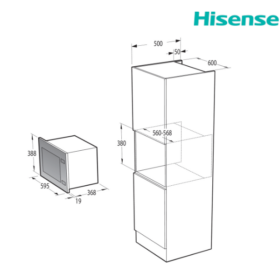 Micro-ondes Encastrable Hisense HB25MOBX7G – 25L, (Grill Quartz, Écran LED Noir) – Image 10